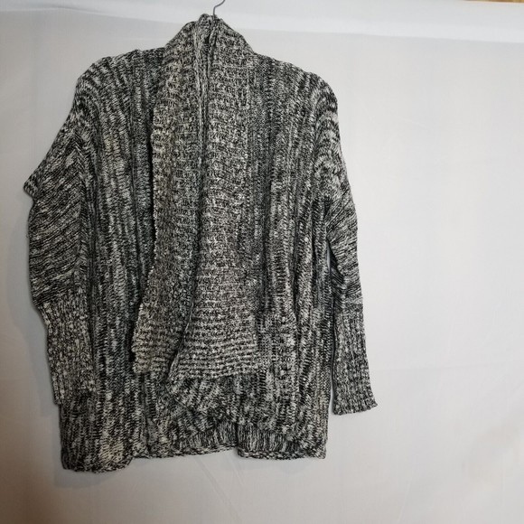 Michael Stars Cascading Shawl Open Front Cardigan Black Marled Size 1 (M/L) - Picture 9 of 12